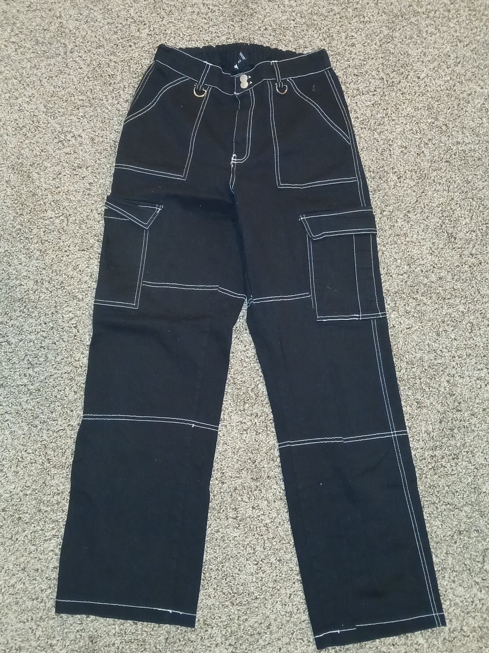 Charlotte Russe Black Cargo Pants with White Contrast Stitching